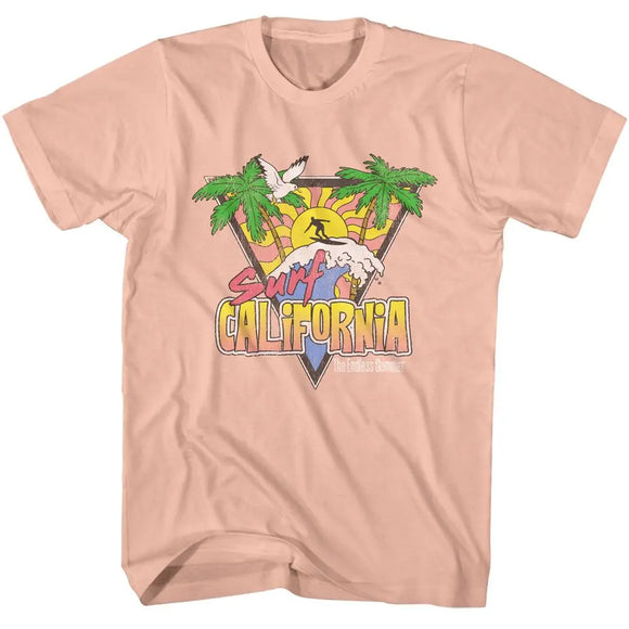 Bruce Brown Films-Bbf Surf California-Peach Adult S/S T-Shirt - Peach
