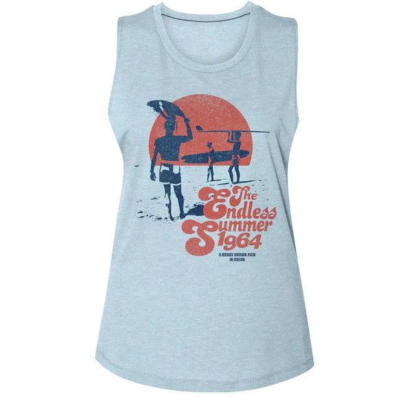 Bruce Brown Films-Bbf Tes 1964-Stonewash Denim Ladies Muscle Tank-S - Stonewash Denim