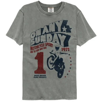 Bruce Brown Films-Bbf On Any Sunday-Gray Adult S/S Comfort Color T-Shirt - Gray