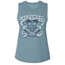 Bruce Brown Films-Bbf Surf Crazy-Steel Ladies Slub Sleeveless Crew Neck Tee-S - Steel