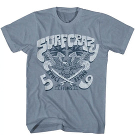 Bruce Brown Films-Bbf Surf Crazy-Indigo Heather Adult S/S T-Shirt - Indigo Heather