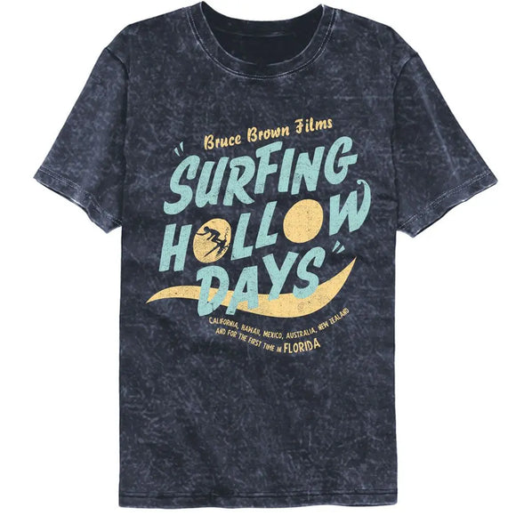 Bruce Brown Films-Bbf Hollow Days-Mineral Wash Navy Adult S/S T-Shirt - Navy