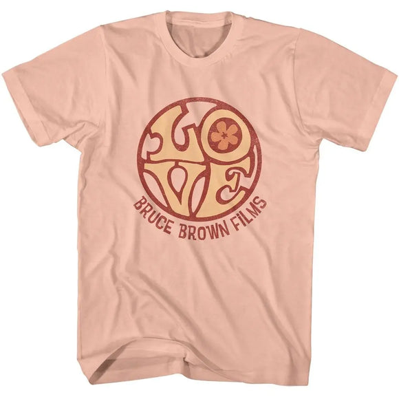 Bruce Brown Films-Bbf Love-Peach Adult S/S T-Shirt - Peach