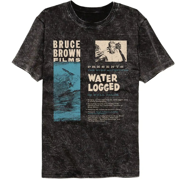 Bruce Brown Films-Bbf Water Logged-Mineral Wash Black Adult S/S T-Shirt - Black