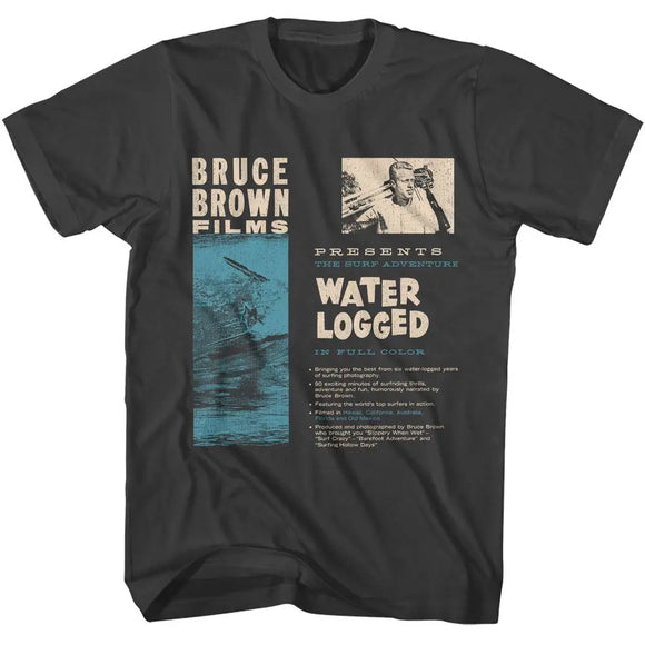 Bruce Brown Films-Bbf Water Logged-Smoke Adult S/S T-Shirt - Smoke