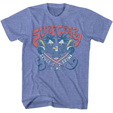 Bruce Brown Films-Bbf Surf Crazy 59-Light Blue Heather Adult S/S T-Shirt - Light Blue Heather