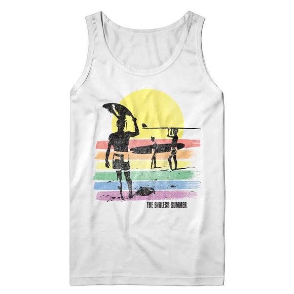 Bruce Brown Films-Bbf Rainbow Color Stripes-White Adult Tank-S - White