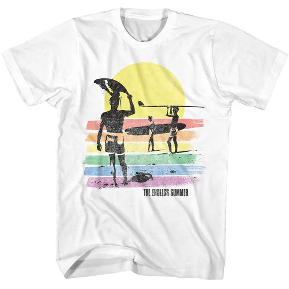 Bruce Brown Films-Bbf Rainbow Color Stripes-White Adult S/S T-Shirt - White