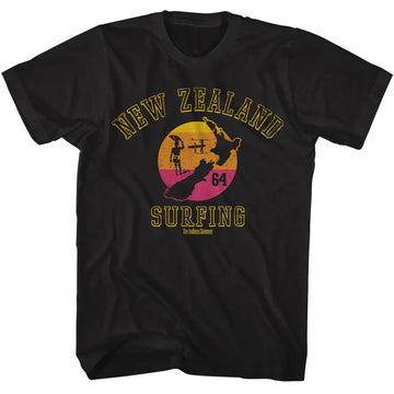 Bruce Brown Films-Bbf New Zealand Surfing-Black Adult S/S T-Shirt - Black