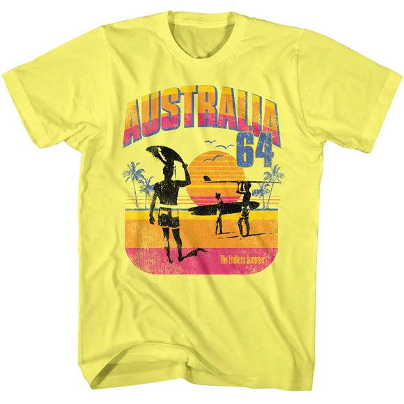 Bruce Brown Films-Bbf Australia 64-Yellow Heather Adult S/S T-Shirt - Yellow Heather