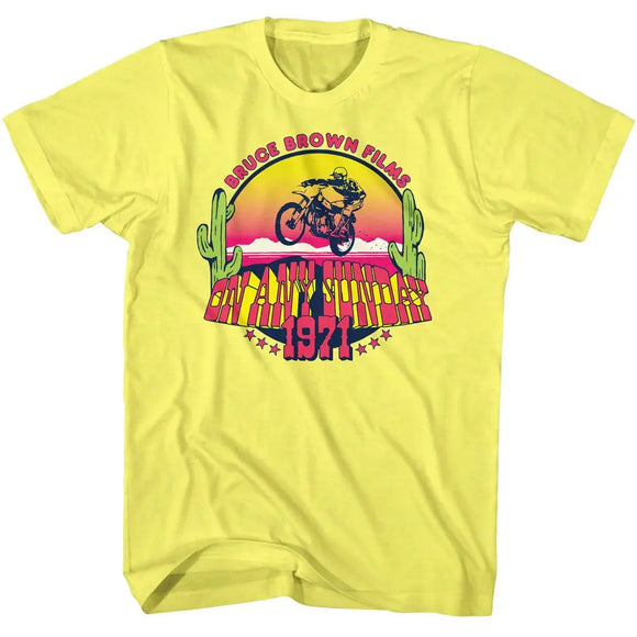 Bruce Brown Films-Bbf Colorful And Sunday-Yellow Heather Adult S/S T-Shirt - Yellow Heather