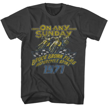 Bruce Brown Films-Bbf On Any Sunday 71-Smoke Adult S/S T-Shirt - Smoke