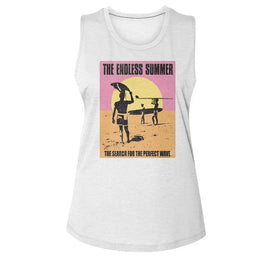 Bruce Brown Films-Bbf Search For Perfect Wave-White Ladies Slub Sleeveless Crew Neck Tee-S - White
