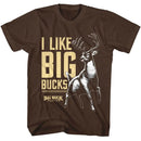Big Buck Hunter-Big Buck Hunter I Like Big Bucks-Dark Chocolate Adult S/S T-Shirt - Dark Chocolate