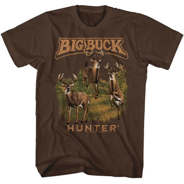 Big Buck Hunter-Big Buck Hunter Multiple Bucks-Dark Chocolate Adult S/S T-Shirt - Dark Chocolate