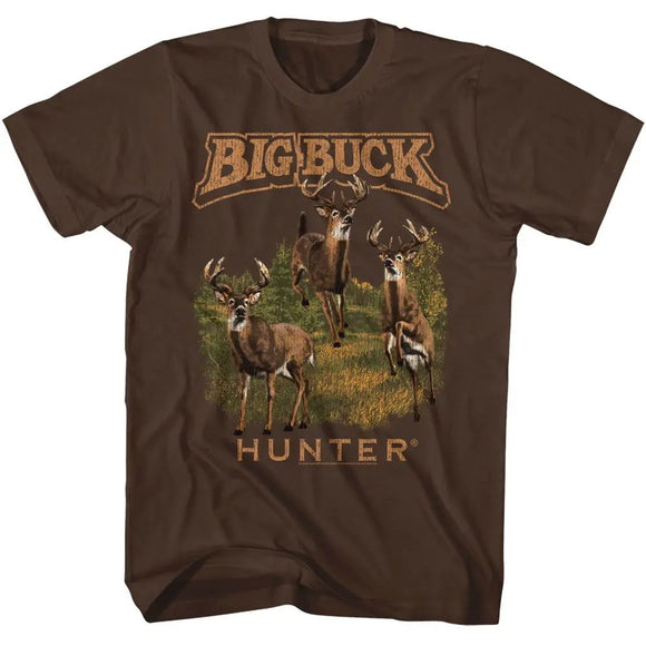 Big Buck Hunter-Big Buck Hunter Multiple Bucks-Dark Chocolate Adult S/S T-Shirt - Dark Chocolate