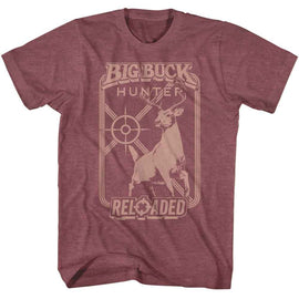 Big Buck Hunter-Bbh Monochrome Target-Vintage Maroon Heather Adult S/S T-Shirt - Vintage Maroon Heather