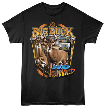 Big Buck Hunter-Bbh Hd Wild With Deer-Black Adult S/S T-Shirt - Black