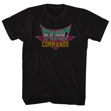 Bionic Commando-Pixel Logo-Black Adult S/S T-Shirt - Black
