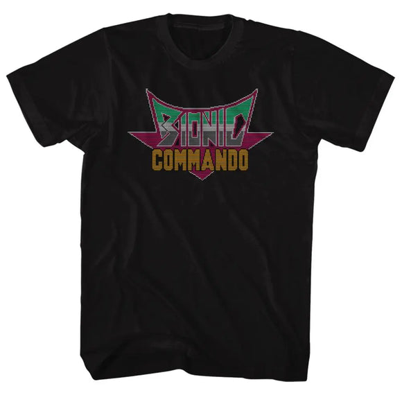 Bionic Commando-Pixel Logo-Black Adult S/S T-Shirt - Black