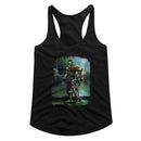 Bionic Commando-Damaged Road-Black Ladies Slimfit Racerback-S - Black