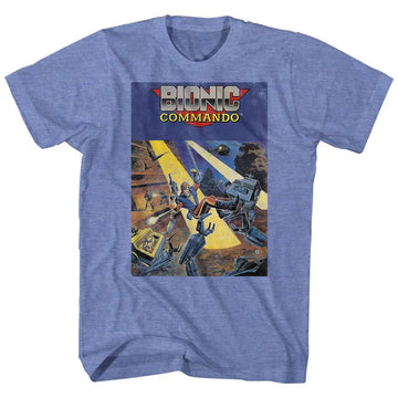Bionic Commando-Cover-Light Blue Heather Adult S/S T-Shirt - Light Blue Heather