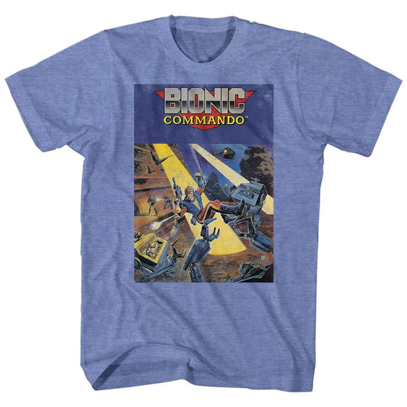 Bionic Commando-Cover-Light Blue Heather Adult S/S T-Shirt - Light Blue Heather