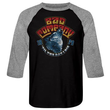 Bad Company-Wolf Head 74-Vintage Black/Premium Heather Adult 3/4 Sleeve Raglan-S - Vintage Black/Premium Heather