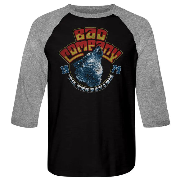 Bad Company-Wolf Head 74-Vintage Black/Premium Heather Adult 3/4 Sleeve Raglan-S - Vintage Black/Premium Heather