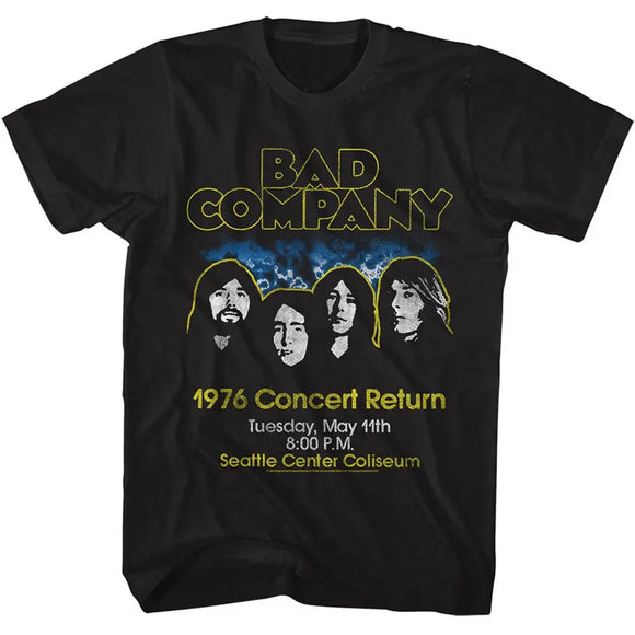 Bad Company-Bad Company Concert Return-Black Adult S/S T-Shirt - Black