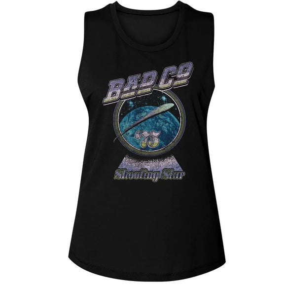 Bad Company-Bad Company Shooting Star Pastels-Black Ladies Muscle Tank-S - Black