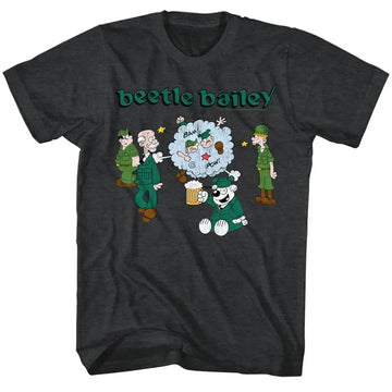 Beetle Bailey-Beetle Brawl-Black Heather Adult S/S T-Shirt - Black Heather