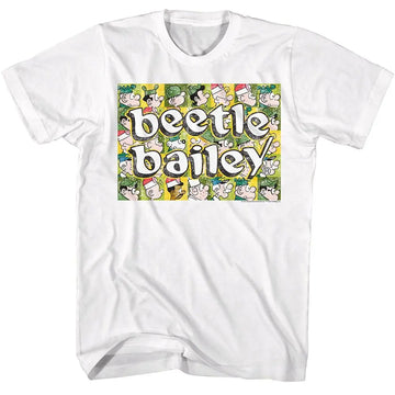 Beetle Bailey-Beetle Squares-White Adult S/S T-Shirt - White