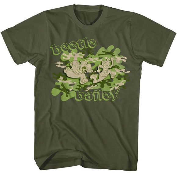 Beetle Bailey-Camo Case-Military Green Adult S/S T-Shirt - Military Green