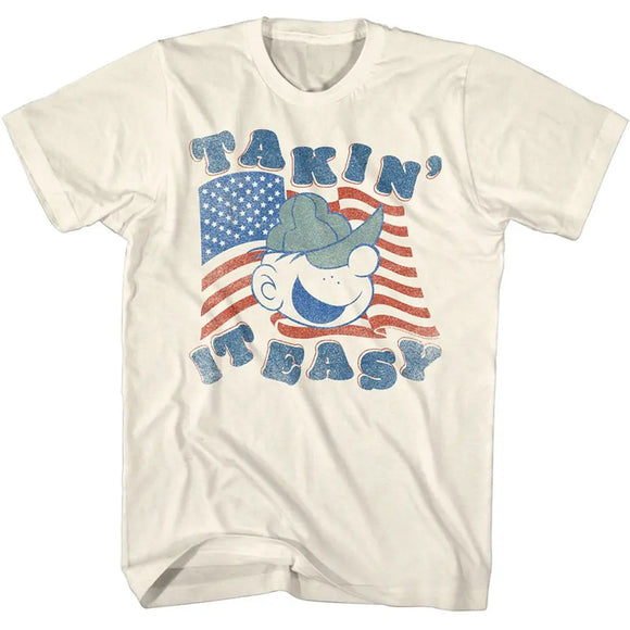 Beetle Bailey-Beetle Bailey Takin It Easy-Natural Adult S/S T-Shirt - Natural