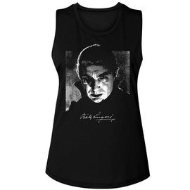 Bela Lugosi-Bela Lugosi Bw Photo And Signature-Black Ladies Muscle Tank-S - Black