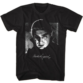 Bela Lugosi-Bela Lugosi Bw Photo And Signature-Black Adult S/S T-Shirt - Black