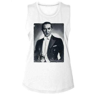 Bela Lugosi-Bela Lugosi Bw Portrait-White Ladies Muscle Tank S - White