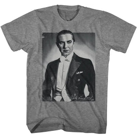 Bela Lugosi-Bela Lugosi Bw Portrait-Graphite Heather Adult S/S T-Shirt - Graphite Heather
