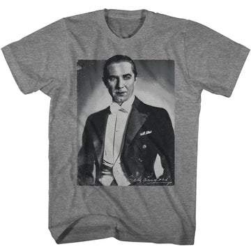 Bela Lugosi-Bela Lugosi Bw Portrait-Graphite Heather Adult S/S T-Shirt - Graphite Heather
