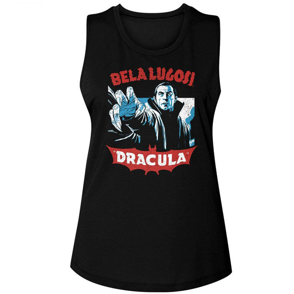 Bela Lugosi-Bela Lugosi Reach Forward-Black Ladies Muscle Tank-S - Black