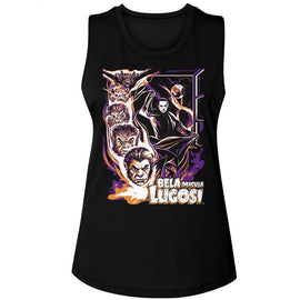 Bela Lugosi-Bela Lugosi Bat Transformation-Black Ladies Muscle Tank-S - Black