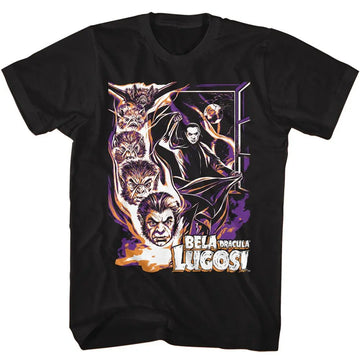Bela Lugosi-Bela Lugosi Bat Transformation-Black Adult S/S T-Shirt - Black