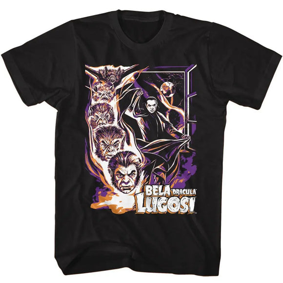Bela Lugosi-Bela Lugosi Bat Transformation-Black Adult S/S T-Shirt - Black