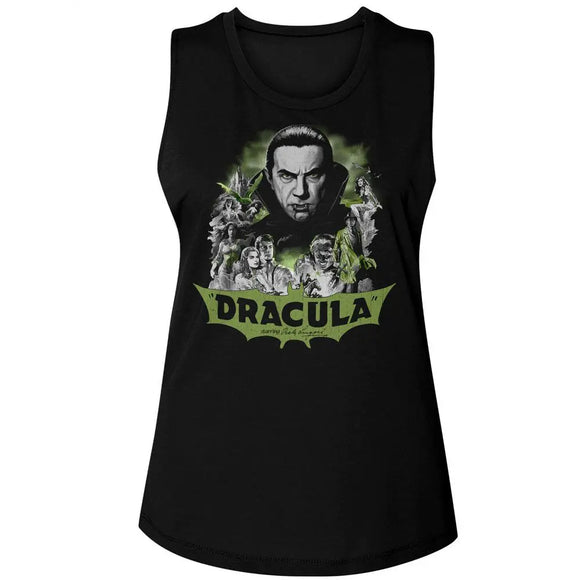 Bela Lugosi-Bela Lugosi Bw Comic Art-Black Ladies Muscle Tank-S - Black