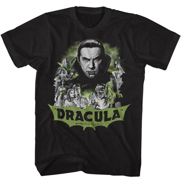 Bela Lugosi-Bela Lugosi Bw Comic Art-Black Adult S/S T-Shirt - Black
