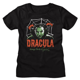 Bela Lugosi-Bela Lugosi Creepy Web-Black Ladies S/S T-Shirt - Black
