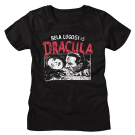 Bela Lugosi-Bela Lugosi Dracula Feeding-Black Ladies S/S T-Shirt - Black
