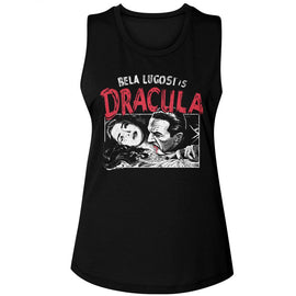 Bela Lugosi-Bela Lugosi Dracula Feeding-Black Ladies Muscle Tank-S - Black