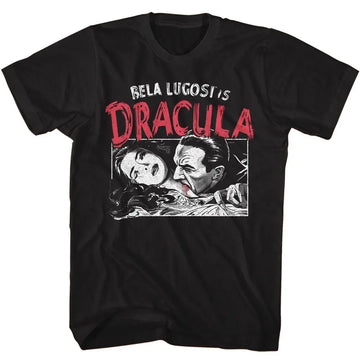 Bela Lugosi-Bela Lugosi Dracula Feeding-Black Adult S/S T-Shirt - Black